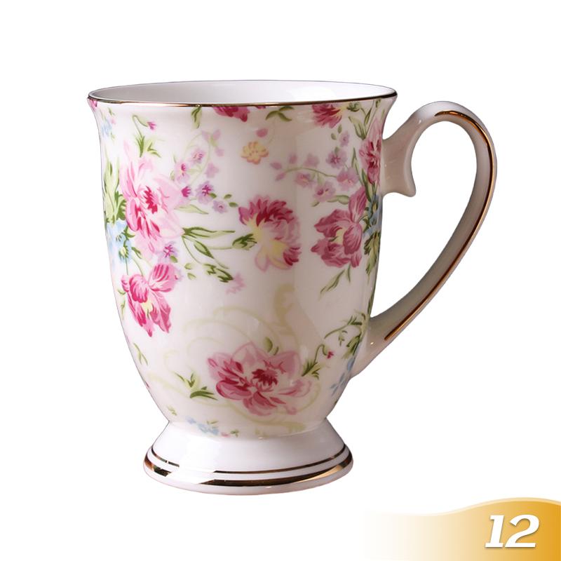 350ML Bone China Ceramic Coffee Mug Cafe Floral Painting Cup Creative Ceramic Milk Tea Cup Vintage Tea Ceremony Drinkware