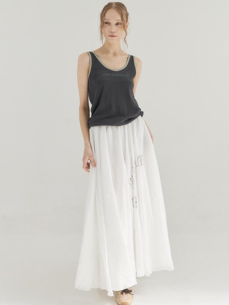 Sorry, Too Much Love Lightweight Crinkled Full Flair Skirt_White