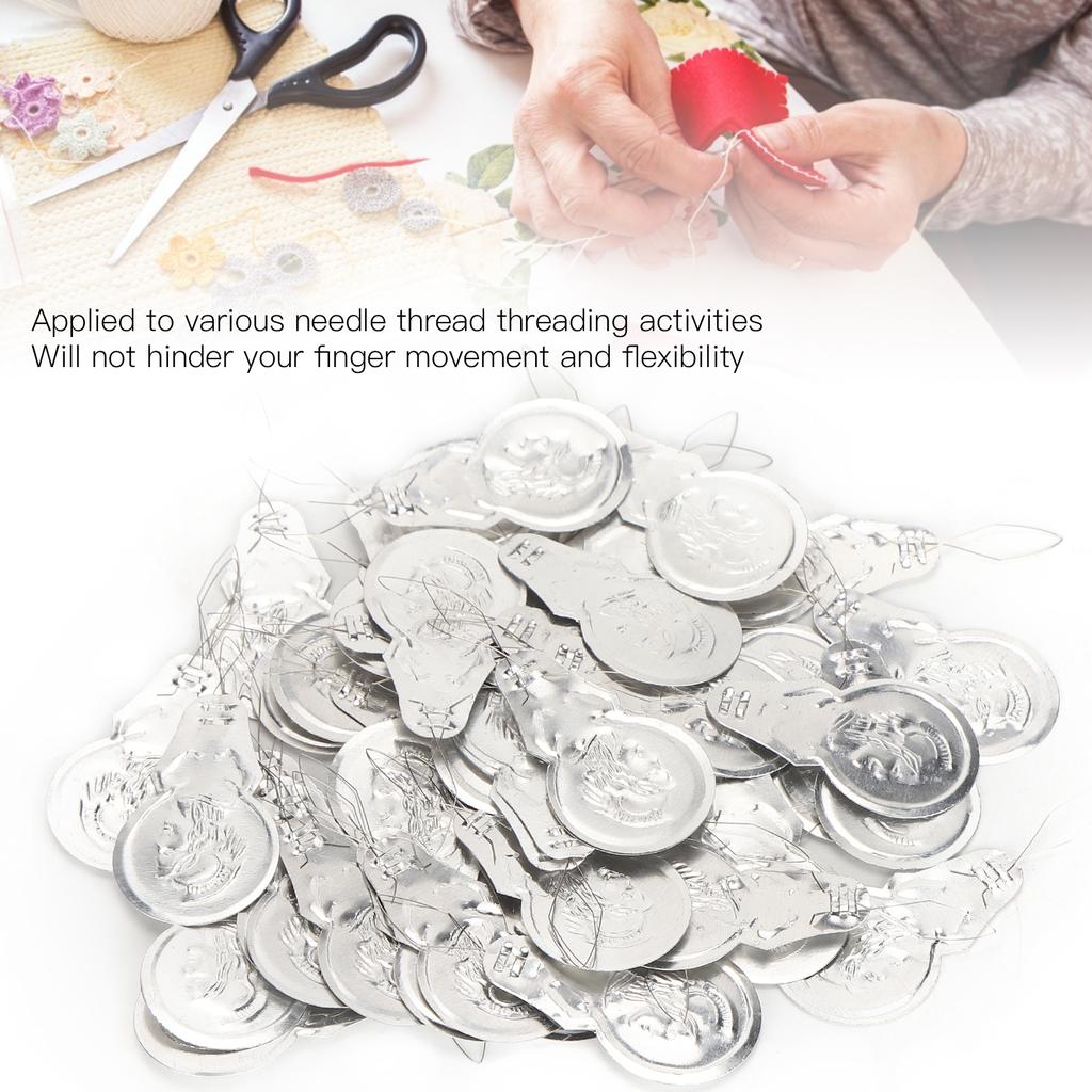 100Pcs   Needle Threader Aluminum Wire   CrossStitch Insertion Hand Machine Sewing Tool(Single   )