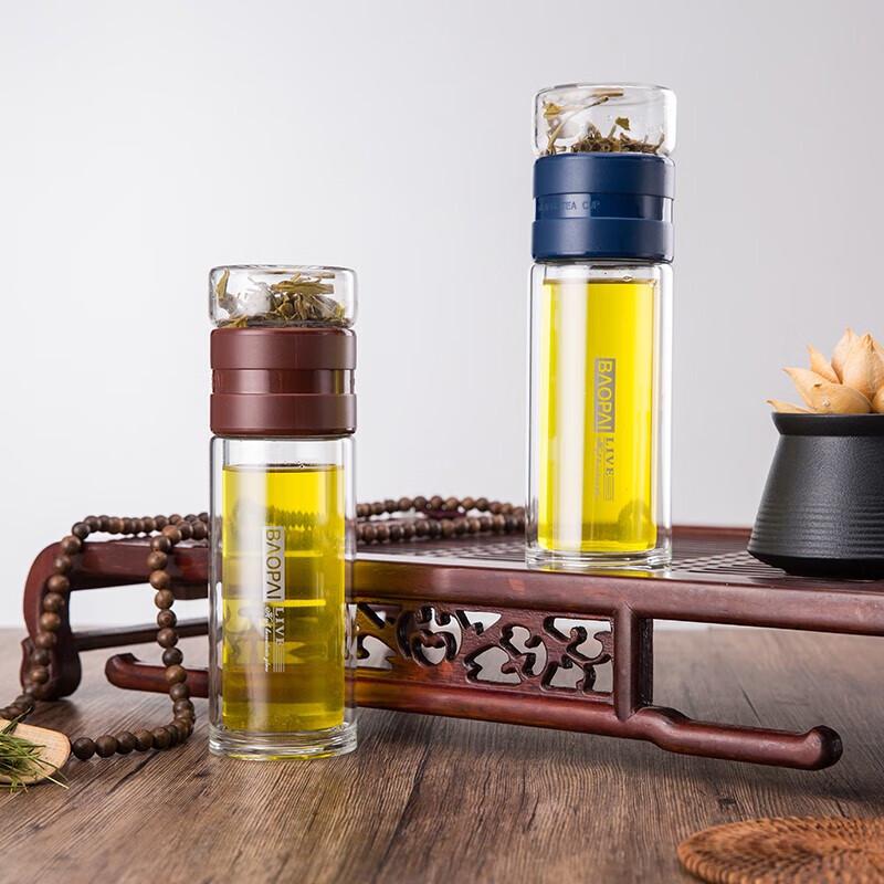 BAOPAI Double-Wall Tea Infuser Glass Mug