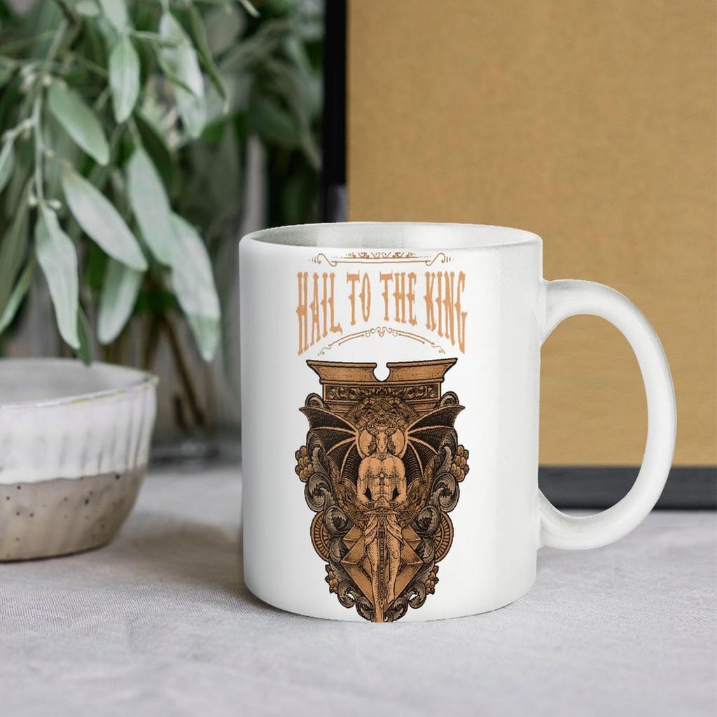 11oz White Coffee Cup with Printed Sides, Comfortable Grip and Durable Glossy Body for Hot Drink Lovers and Daily Use