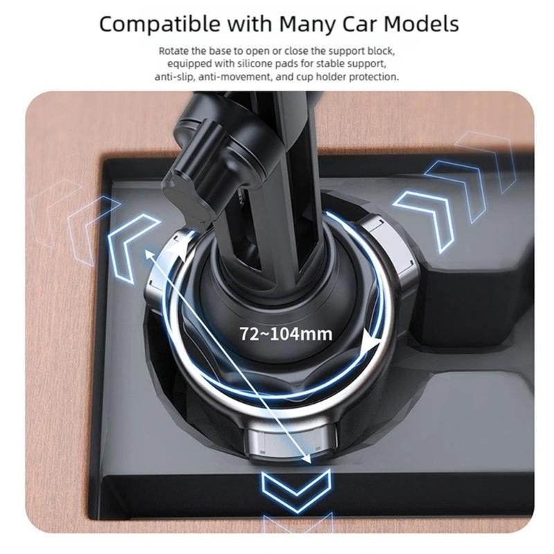 Verstellbarer Auto-Getränkehalter-Handy-Ständer Für 4,5-13-Zoll-Geräte Mit 360-Grad-Drehung Und Stabiler Basis