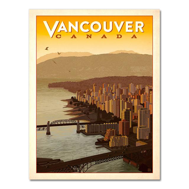 Rain City Canada Vancouver Map Vintage Retro Travel Classic Canvas Paintings Kraft Posters Wall Stickers Home Decor Family Gift No Frame