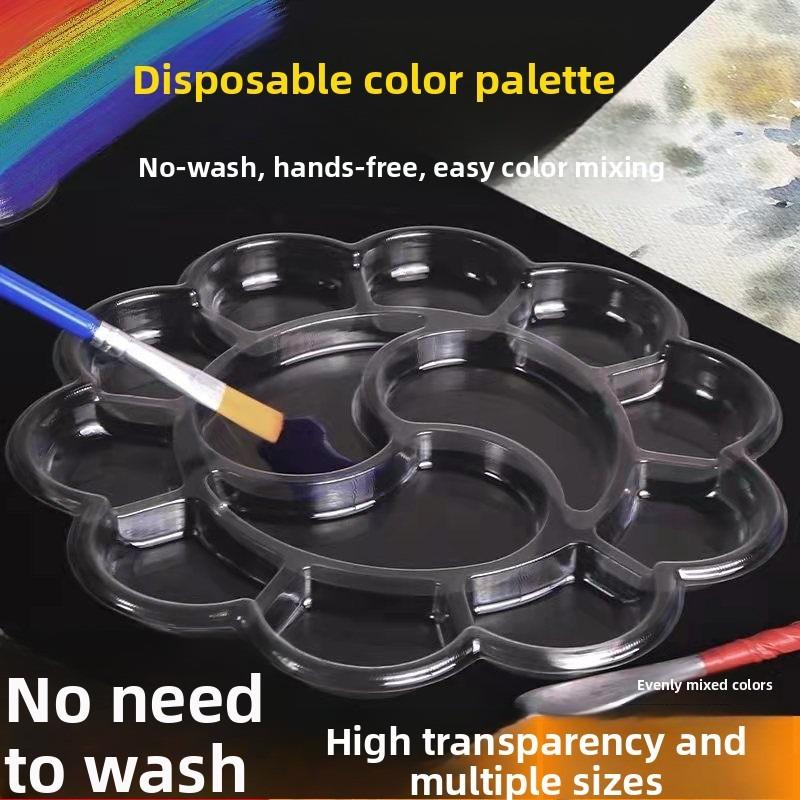 One-time Color Palette, Washable Watercolor Art Supplies for Kindergarten Children, Transparent Plum-colored Pigment Tray for Painting