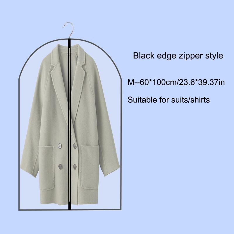 1Pcs Clothes Dust Cover White/Black Fully Enclosed Washable Dust Bag Peva Household Dust Cover With Zipper Coat Suit Cover