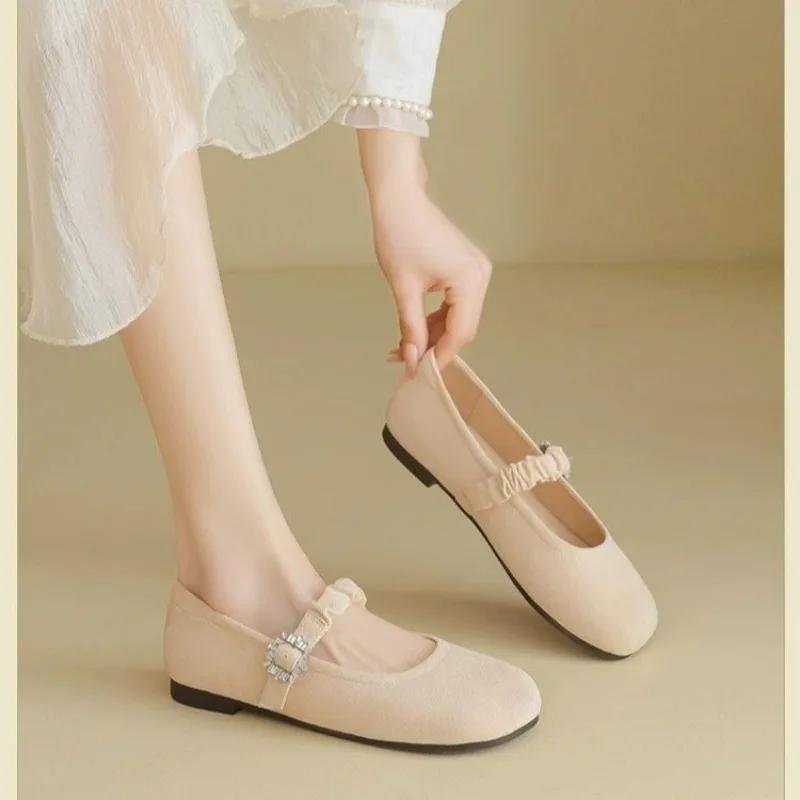 Fashion Soft Sole Shallow Mouth Mary Jane Women's Shoes 2025 New Summer Versatile Yellow Light Soft Sole Single Shoes