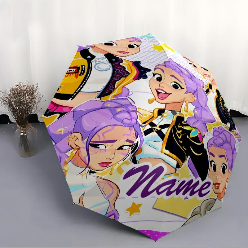 Personalized Name K-KPop Demon Hunters Print Umbrella - Automatic Open/Close, Eight-Rib Durable Frame, Automatic Folding Umbrella