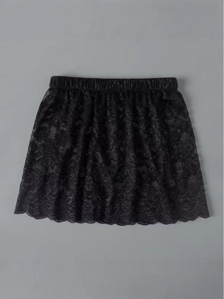 Lace Layering Butt Cover Midi Skirt - Anti-Exposure, Versatile Base Layer with Lace Hem for Autumn/Winter