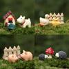 Harz Hunde Schwein Ente Igel Haus Miniatur Set Mit Cartoon Stil Für Hausdekoration Und Geschenk