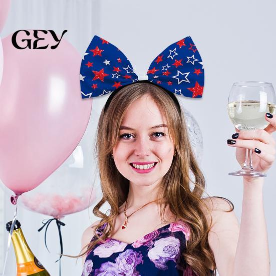 Fascia Personalizzata per Festival Fascia 4 Luglio, Accessori per Capelli Giorno dell'Indipendenza, Cerchio con Fiocco Rosso Bianco Blu per Donne Forniture per Feste Patriottiche