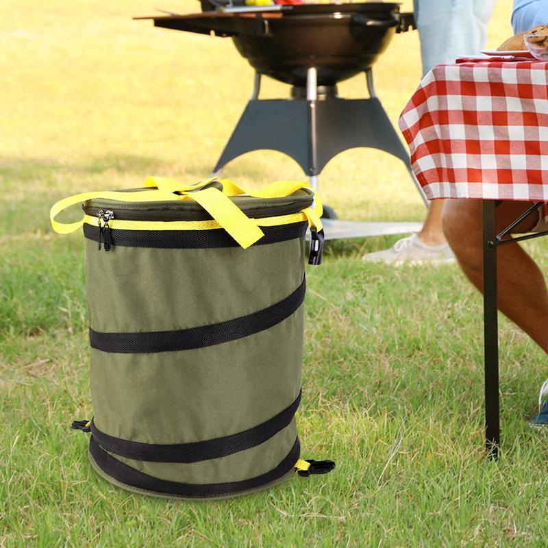 Folding Camping Bucket Outdoor Bucket Folding Storage Trash Bin Water Container Organizer With Lid & Handle For Camping Fishing