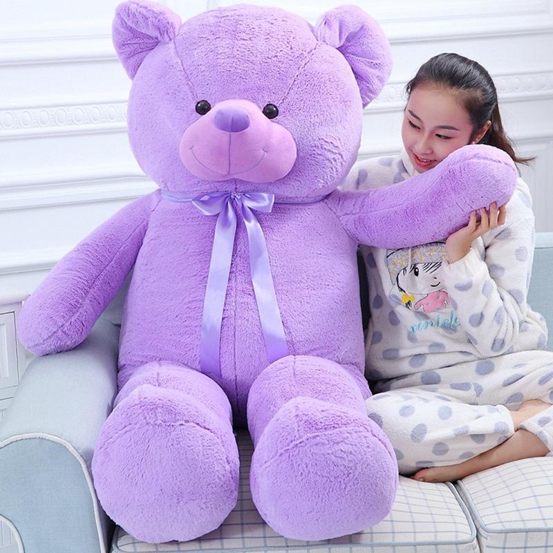 Large Purple Teddy Bear Lavender Bear Purple Ribbon Bear Plush Toy Big Bear Rag Doll Girl