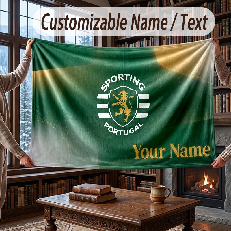 Couverture Flanelle Personnalisée Motif Sporting CP Chaleureuse Décoration de Maison