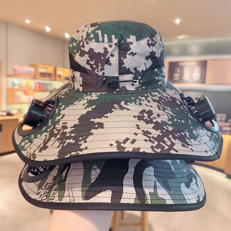 Men's Solar USB Fan Hat with UV Protection - Extra Large Brim for Summer Fishing Sunshade.