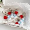 Charms Cute Plush Flocking Love Snowman Christmas Keychain Ins Style Snowman Mobile Phone Rope Pendant Ornament Bag Decoration