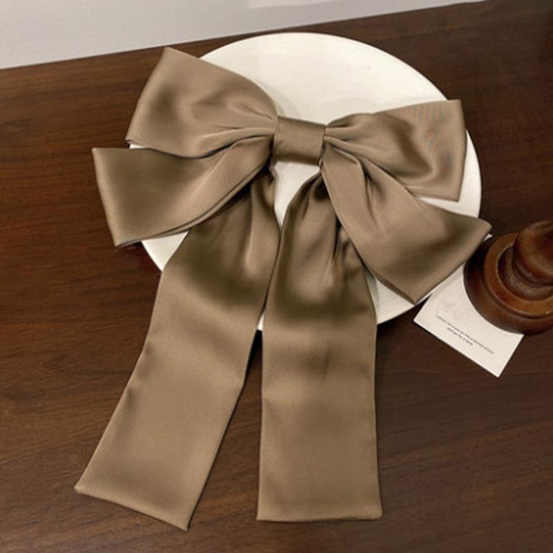 Koreanische einfarbige große schwarze Schleife Haarnadel für Frauen Mädchen langes Band Chiffon große Schleife Haarspange Pferdeschwanz-Klammer Haarschmuck