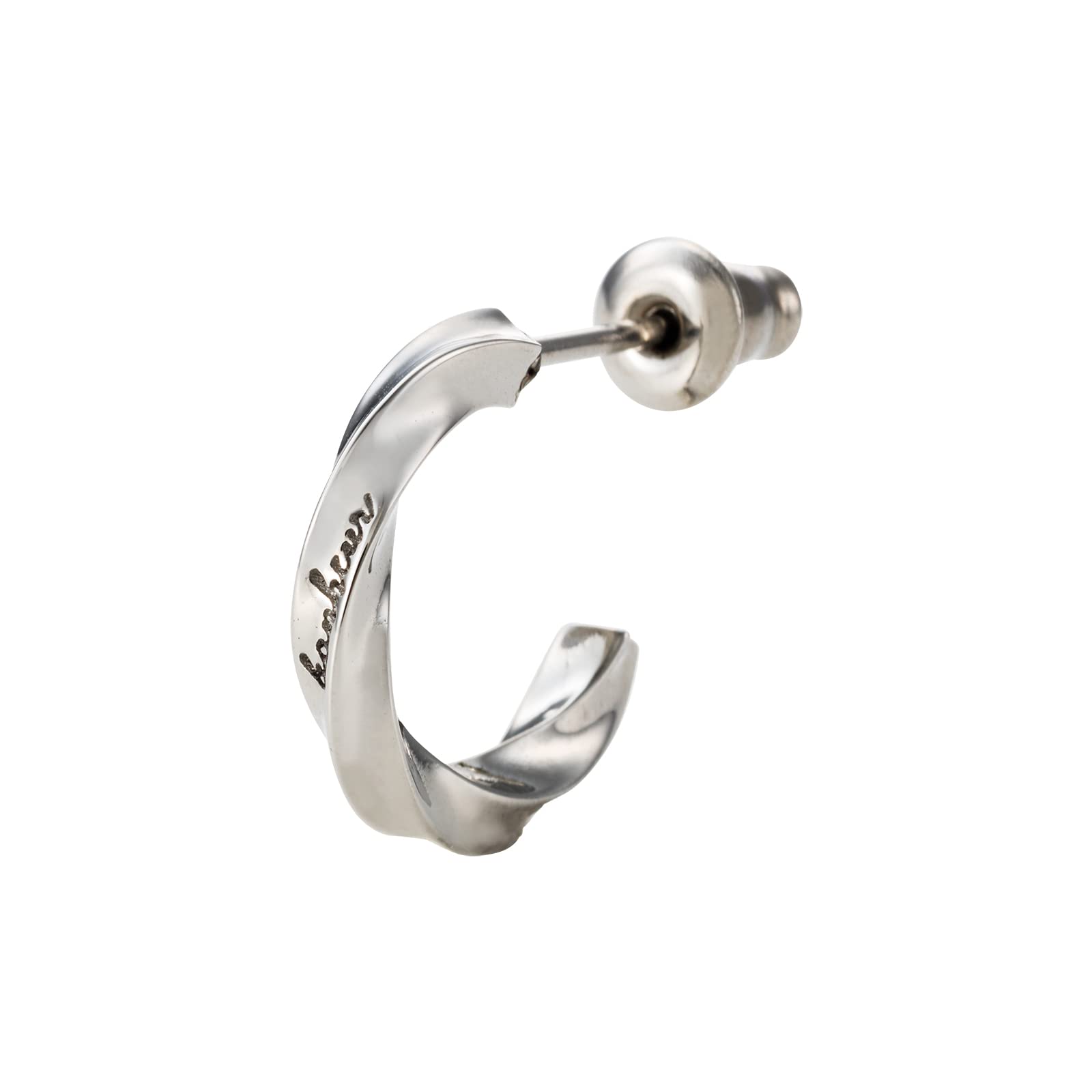 

Earrings Surgical Stainless Steel Half Hoop Twist Message Silver 1 piece for one ear 4SPE007SV [White Clover] срібний