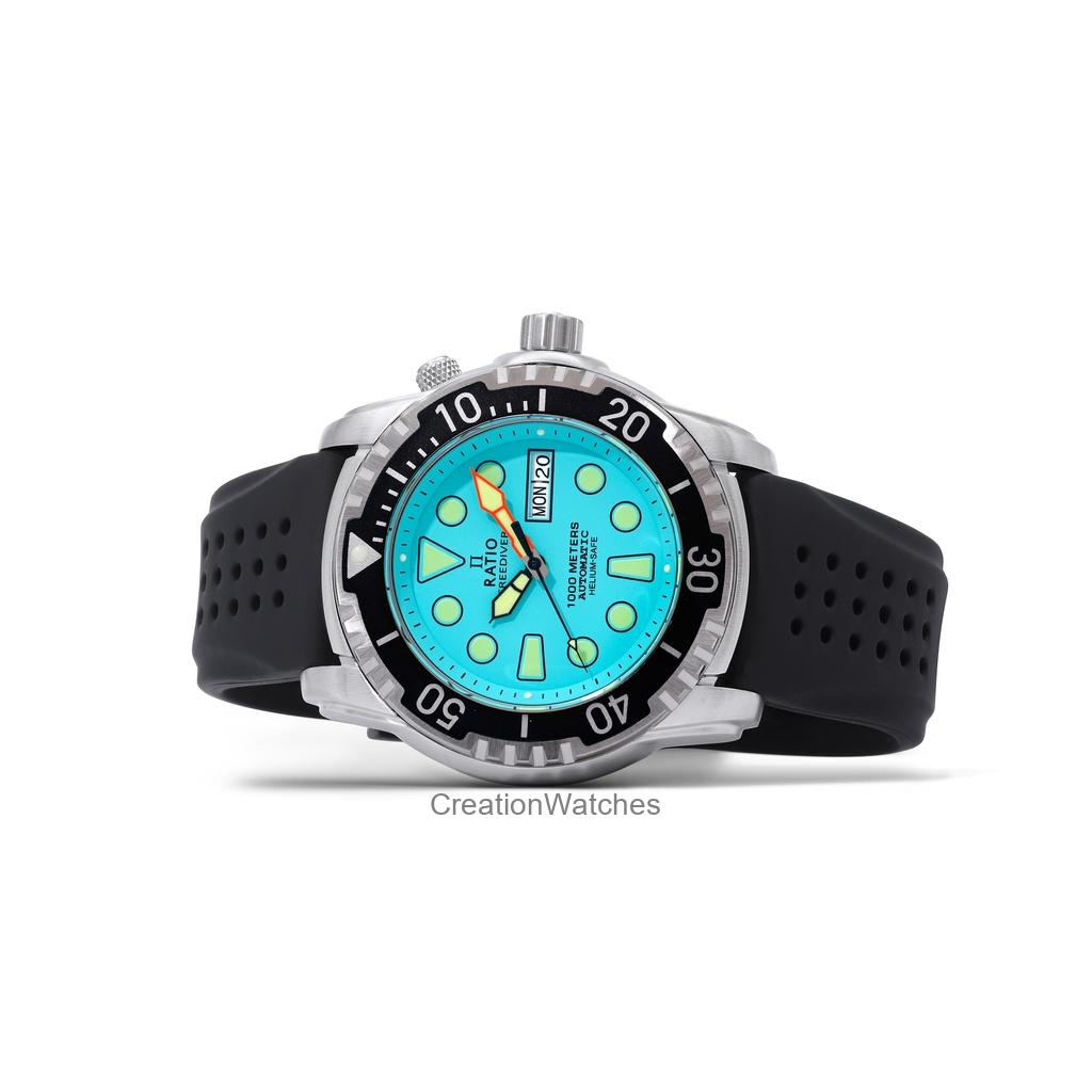 RATIO Montre Homme FreeDiver Hélium-Safe 1000M Saphir Automatique 1068HA90-34VA-IBLU