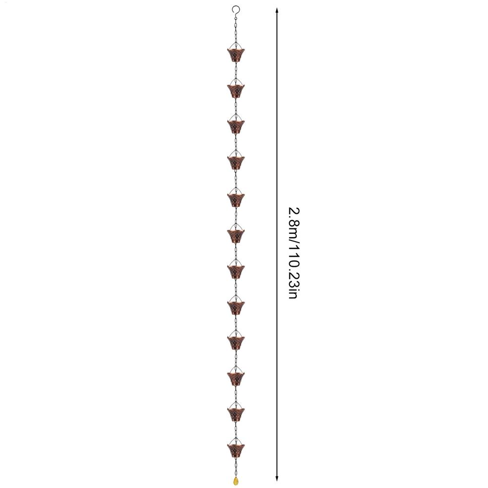 

Дождевая цепь 9 футов медная водосточная труба адаптер для слива 12 чашек цепи для водосточного желоба для дома сада улицы беседки крыши навеса коричневый