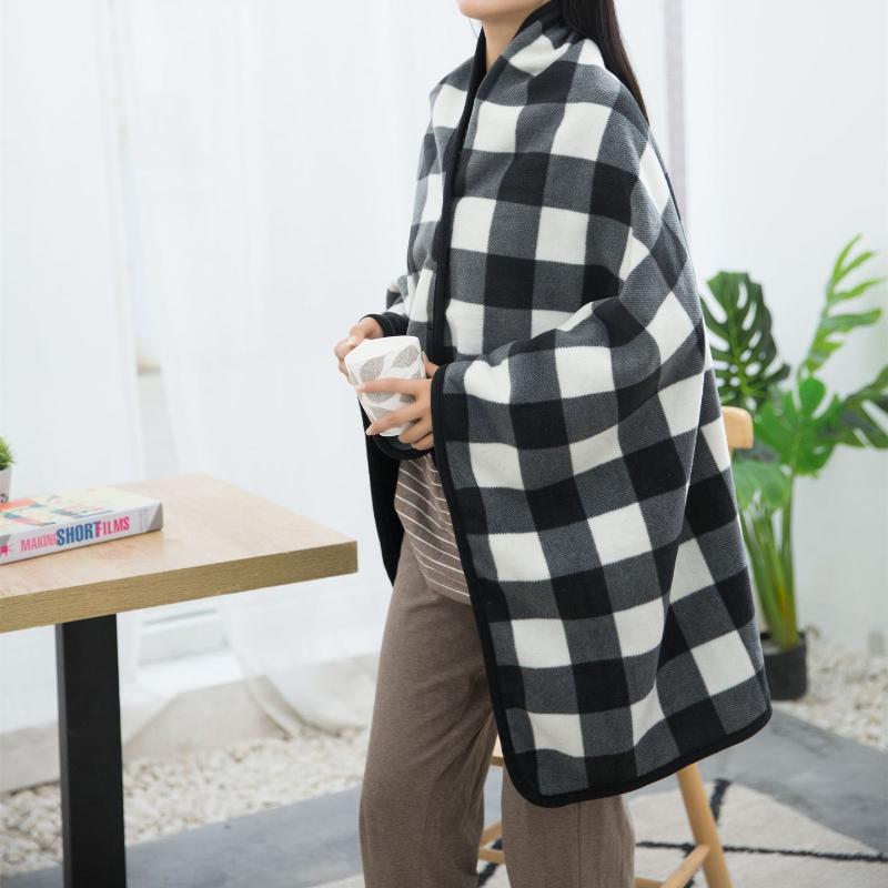 Facecloth Blanket Snap Button Blanket Office Shawl Blanket Plaid Shawl Thickened Cape