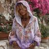 2025 Hooded Zip-up Sweatshirt with Trendy Japanese Cherry Blossom Art Print