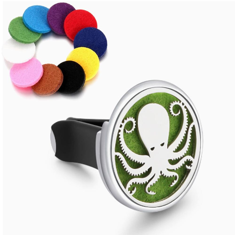 

Автомобильный аромадиффузор для эфирных масел - Освежитель воздуха с зажимом для вентиляционного отверстия из нержавеющей стали и 10 сменными подушечками B