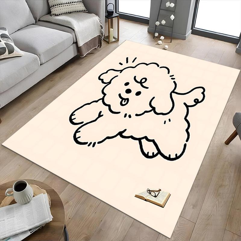 1PC dog poodle Non-Slip Floor Carpet Compatible for Office&Living Room&Bedroom&Dining room - Flat-Weave Machine-W280