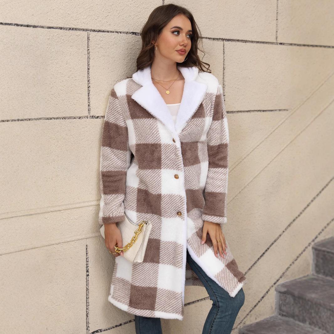 

GMXIA Утепленный двухцветный плюшевый кардиган средней длины с капюшоном на пуговицах S хаки