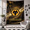 Custom Tapestry Wall Hanging, Wolverhampton Wanderers Football Personalized Name Text Home Wall Decor