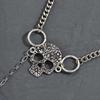 Personality Retro Sliver Color Skull Symbol Tassel Pendant Double-ring Hollowed-out Skull Face Collar Necklace for Women Jewelry