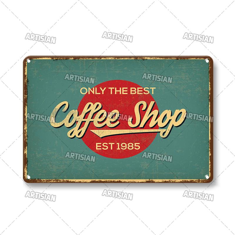 Vintage Coffee Metal Tin Sign Decorative Plate Retro Tea Time Metal Poster Home Bar Cafe Indutrial Decor Old Wall Metal Signs