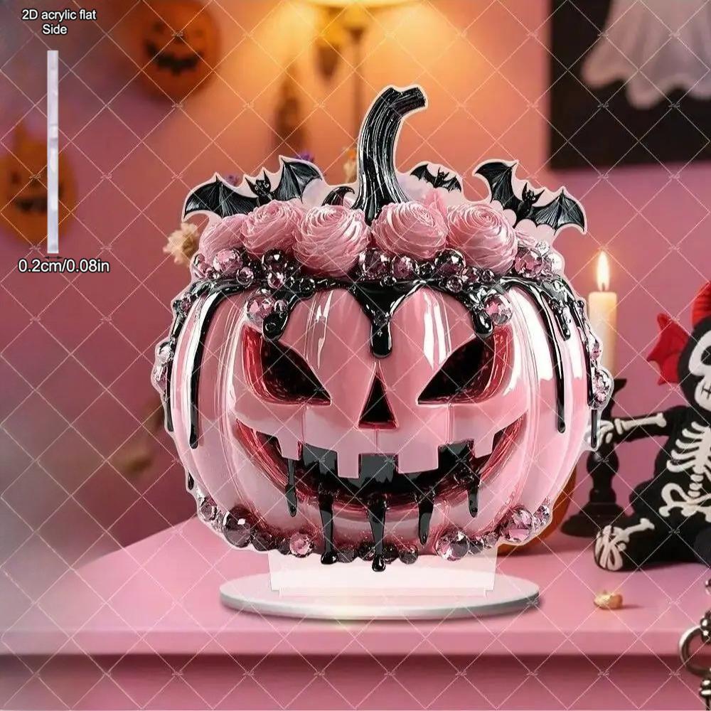 1pcs Halloween Pink Horror Desktop Decoration Ornament Perfect Gift - 2D Flat Acrylic Desktop Ornament, Four Seasons Decoration