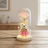 Mother's Day Gift Gold Foil Rose Immortal Flower Bear Glass Cover Ornament Valentine's Day Gift Night Light