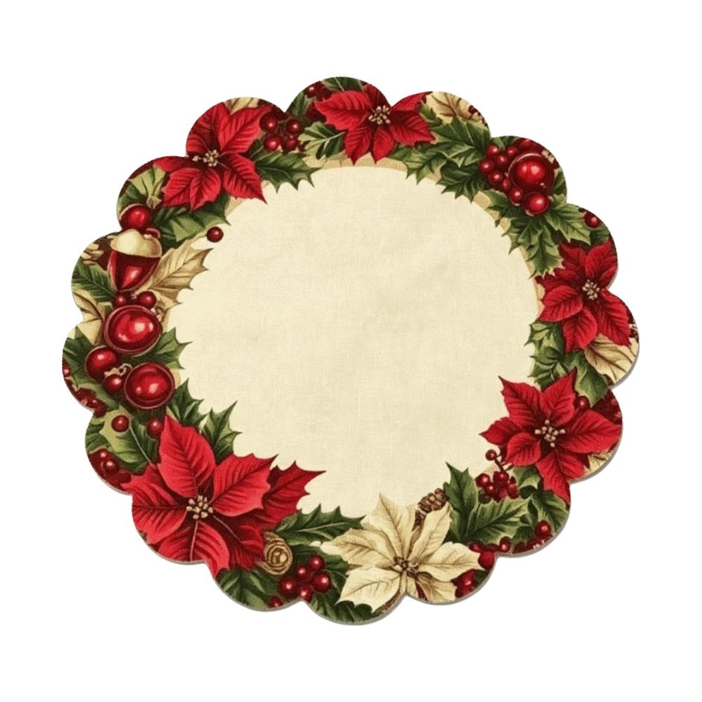 Snowman Christmas Table Placemat Tree Bow Heat Insulation Flower Linen Table Mat Anti-slip Anti-scald Round Dining Mat
