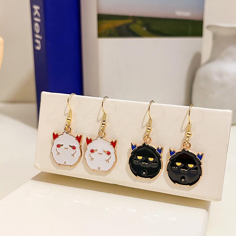 2022 Cartoon Cute Oil Drop Bat Holiday Cartoon Character Ear Hook Personality Earrings Earrings