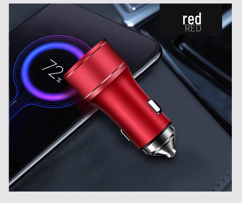 36W Dual USB Type-C Fast Car Charger with Metal QC3.0
