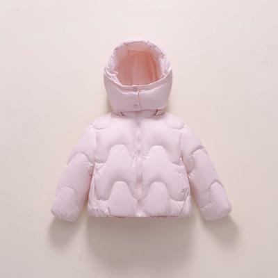 Velvet Winter New Boys and Girls Hooded Down Jacket Warm Wavy Solid Color Jacket