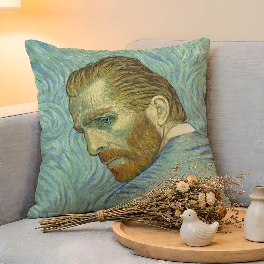 Cushion Cover Linen SkinFriendly Soft Decorative Case for Sofa Home Decor Van Gogh Starry Sky Oil Painting Pillow Cover
