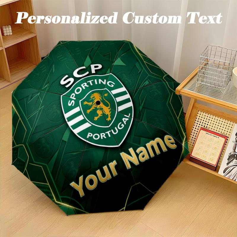 8 Rib Auto Folding Umbrella Sporting CP Print Custom Name Text Portable Rain Gear