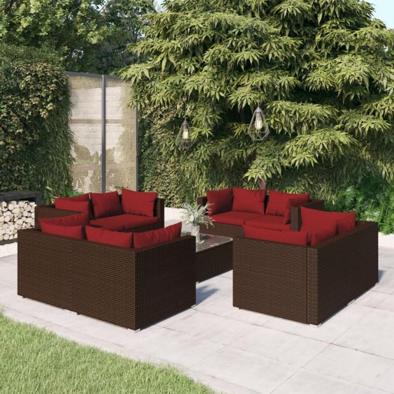 Day and Night - Day and Night 9-piece Garden Furniture Set and Brown Synthetic Rattan Cushions