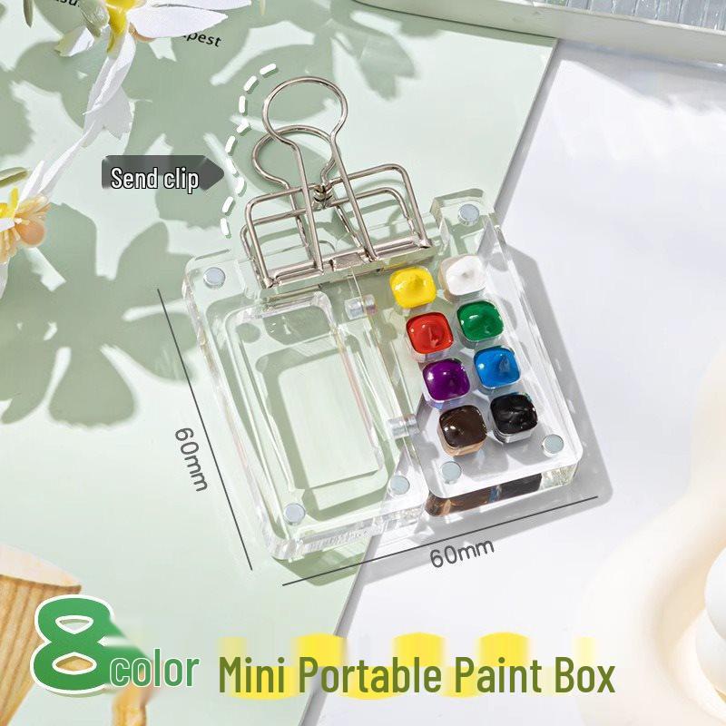 Children's Portable Watercolor Paint Set In Walnut Box