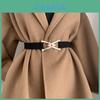 Cinto de Cintura Chic com Fivela Triangular Para Mulheres em Cores Elegantes Preto e Bege Ideal Para Moda de Outono