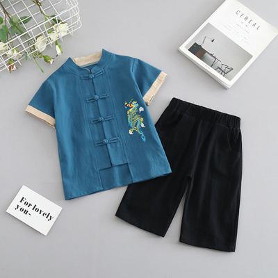 Školní vystupující oblečení Chlapci Hanbok Oblek Yangqi Miminko Letní Krátký rukáv Děti Chlapci Děti Čínský styl Tang oblek