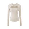 Korean Design Twist Neck Cutout Slim Fit Long Sleeve T-shirt for Women - 2026 Spring Collection