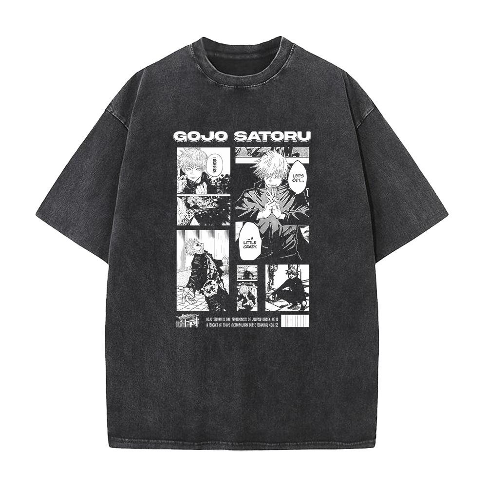 

Gojo Satoru Cool Graphic T Shirt Anime Jujutsu Kaisen Tee Men Vintage Washed Tshirts Harajuku Male Casual Loose Cotton T-shirt S чорний