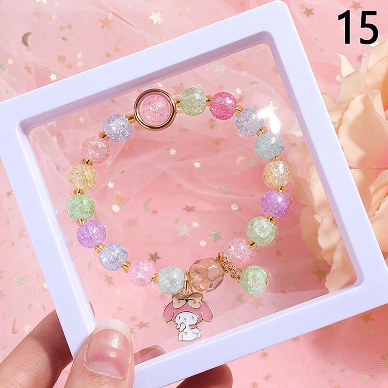 Sanrio Cute Cartoon Beaded Bracelet Kuromi Cinnamoroll Colorful Bead Bracelet Sweet Girlfriend Gifts Toys For Girls