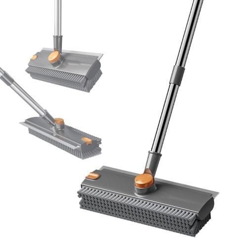 3-in-1 Deck Brush, Cleaning Brush, 145cm Water Scraper, Water Drainer, 3-Level Adjustable Length, Durable, Suitable for Balcony, Entryway, Floor, Outd