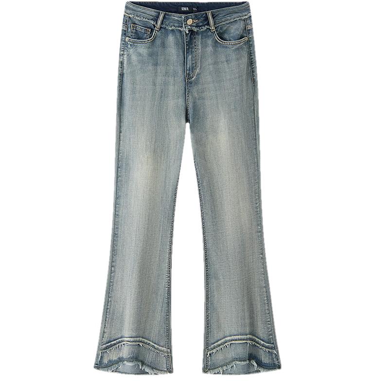 Женские джинсы клеш с бахромой Semir 27
