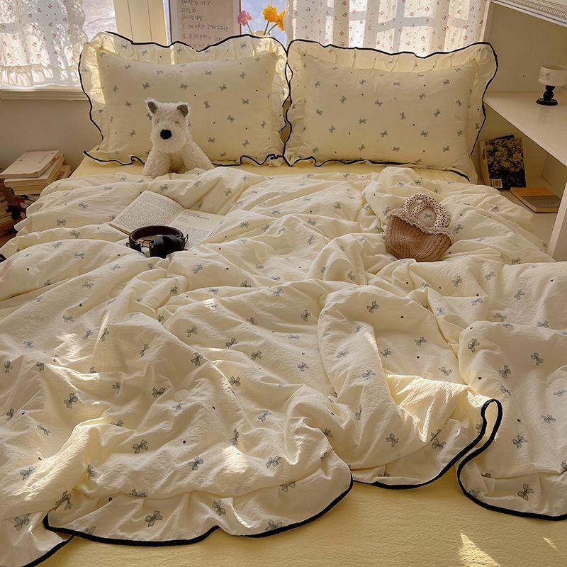 Summer Knitted Cotton Ruffle Summer Cool Quilt Machine Washable Pastel Air-Conditioning Student Dorm Thin Blanket
