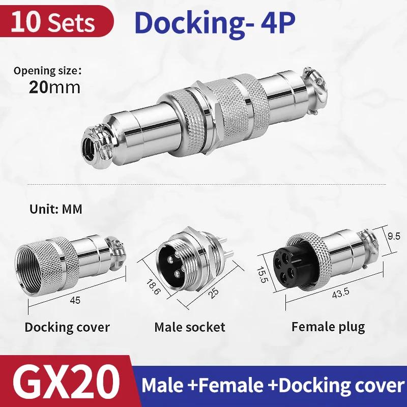10Set GX20 Docking 2/3/4/5/6/7/8/9/10 Pin Male Female Butting Wire Cable Circular Aviation Socket Plug Panel Connector
